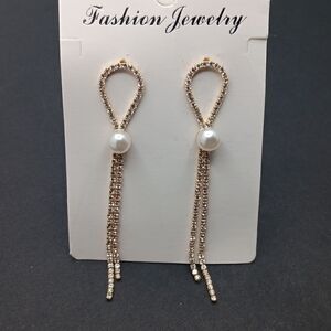 New 18k Gold Plated Pearl Rhinestone Elegant Hypoallergenic New Earrings Dozzior
